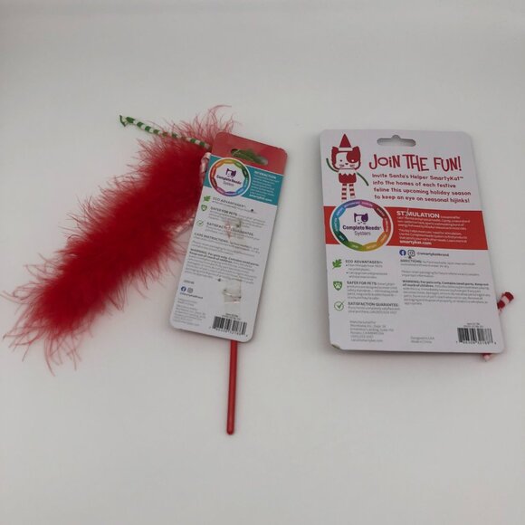 SmartyKat Christmas Holiday Feather Play Wand String & Plush Catnip Cat Toy - Picture 2 of 2